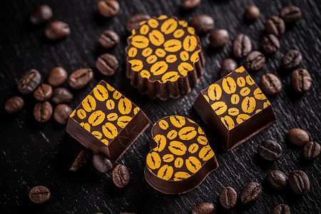 巧克力美食咖啡棕色可可甜点糖果礼物黑色食物背景图片