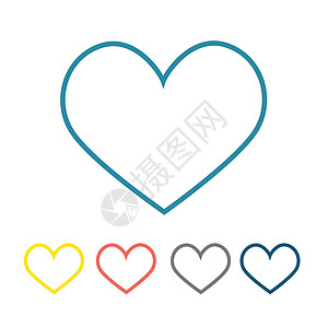 心脏图标矢量插图婚礼情感按钮黄色灰色红色热情白色背景图片
