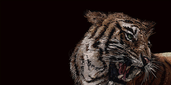老虎的咆哮 图片插图力量漫画猫科动物狮子背景图片