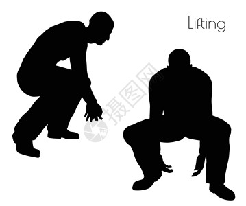 男子在举起行动中姿势分量男性剪影插图对象起伏起重男人处理黑色插画