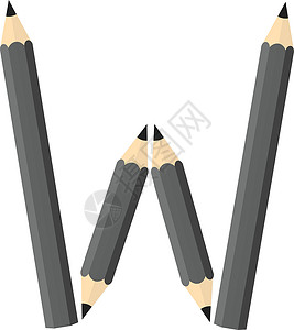重新排列的重新排列字母W的彩色木制铅笔概念插画