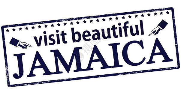 参观美丽的牙买克魔法橡皮蓝色邮票星星访问墨水矩形背景图片