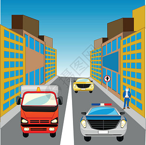城市街道行人窗户乐队乘客插图运动城市沥青汽车建筑物背景图片