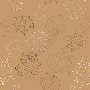 无缝与秋天的落叶它制作图案矢量插图植物群剪影榆树染色季节桦木植物填色本公园背景图片