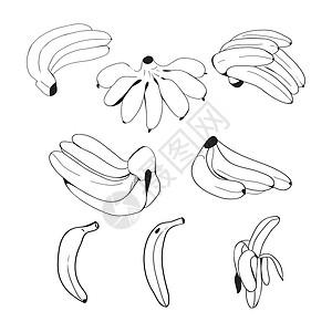 甜香蕉一套手工抽制的香蕉设计图片