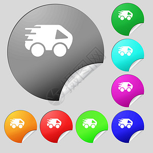 8个多色圆环按钮 标签 矢量 Y汽车网站插图车辆车轮横幅网络技术驾驶运输背景图片