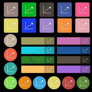 克罗托内图表图标标志 由二十七个彩色平面按钮组成 韦克托绘画会计流动信息销售量金融生长推介会市场酒吧设计图片