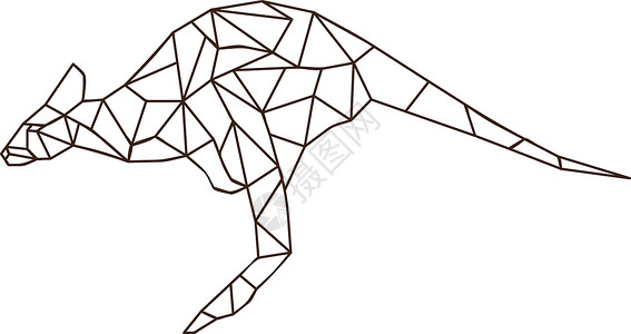 袋鼠跳彩色马赛克花纹多边形动物跑步艺术荒野生活运动插图尾巴野生动物插画