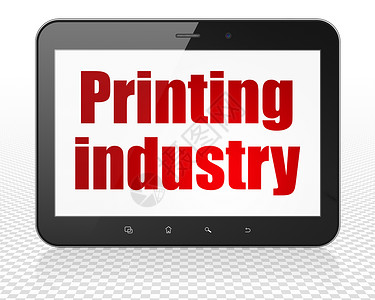 工业概念 平板 Pc计算机和印刷业计算机在展出背景图片