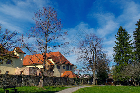 福希海姆德国黑森林Pforzheim附近的Neuenbuerg城堡背景