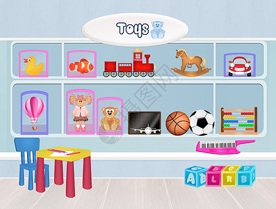 玩具店卡通片礼物零售陈列柜生日孩子们展示乐趣玩具熊女孩背景图片