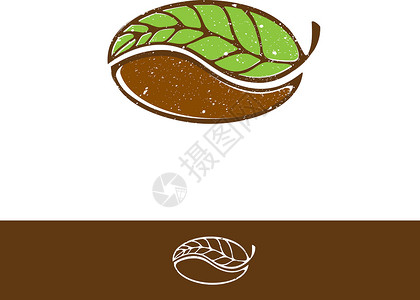 绿色咖啡和茶叶徽标背景图片