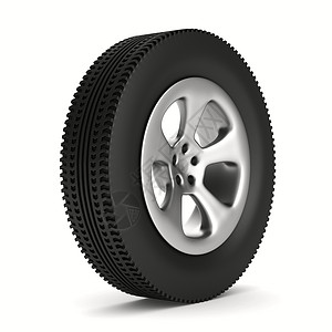 白色背景上的磁盘轮 孤立的 3D 图像圆圈驾驶卡车黑色磁盘反射机器边缘配饰金属背景图片