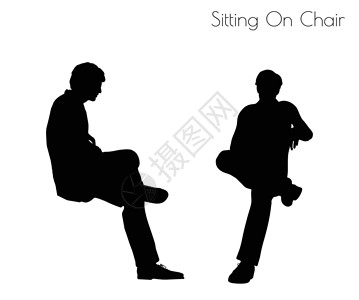 POS坐在椅子上姿势的人 pos男性黑色男人插图男生冒充阴影剪影插画