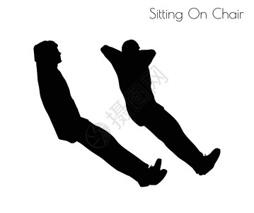 POS及坐在椅子上姿势的人 pos男性插图男生阴影剪影黑色冒充男人插画