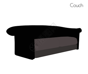 白色背景上的沙发阴影插图冒充姿势黑色剪影背景图片