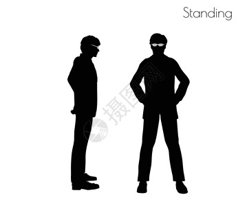 站在 pos 的人插图剪影男人黑色姿势男性阴影冒充背景图片