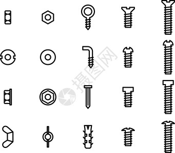 螺丝图标螺丝和坚果图标插画