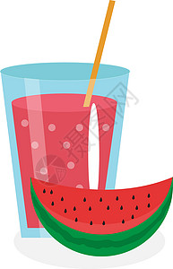 水果干蜜饯一杯西瓜汁 新鲜隔离在白色背景上 它制作图案矢量插画