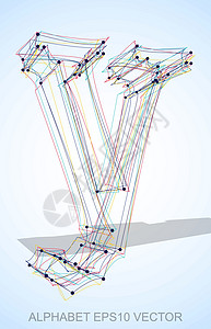 多色素描 Y 的矢量插图 手绘 3D Y字体收藏坡度阴影金属草图艺术蓝色小写字母背景图片