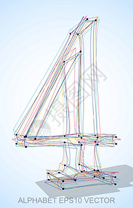 矢量图的多色速写 4 手绘 3D 4收藏插图金属艺术草图字体数字英语阴影坡度背景图片