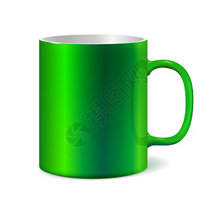 用于印刷公司徽标的绿色陶瓷杯背景图片