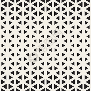 矢量无缝黑白三角半色调网格几何图案墙纸六边形格子风格样本纺织品平铺三角形装饰编织背景图片