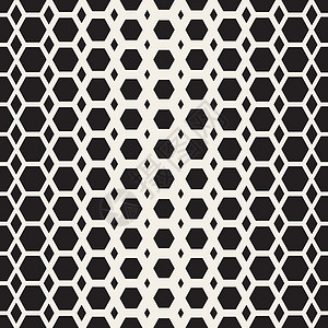 矢量无缝黑白六角网格几何图案对称细胞菱形网络几何学装饰品插图六边形打印线条背景图片