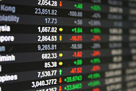 显示亚太股票市场数据在监测器上的显示数字风险投资贸易蓝色木板金融交换展示货币背景图片