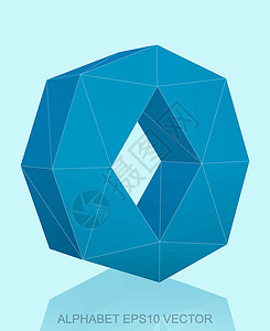 摘要蓝色 3D多边形O 有反射 EPS 10矢量字体坡度小写凸版几何学阴影插图字母创造力三角形插画
