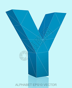 蓝色科技感字母摘要蓝色 3D多边形Y 反射 EPS 10矢量坡度字母数字凸版创造力插图英语三角形几何学字体插画