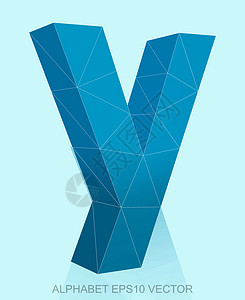 3D字母素材摘要蓝色 3D多边形Y 反射 EPS 10矢量阴影创造力三角形英语数字坡度插图凸版几何学收藏插画