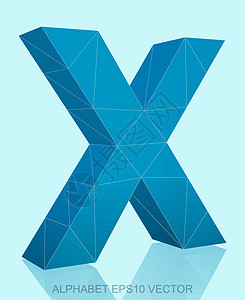 摘要蓝色 3D多边形 X 反射 EPS 10矢量英语坡度三角形几何学创造力字母插图凸版收藏阴影背景图片