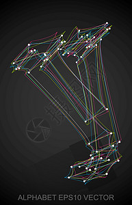 多色素描 Y 的矢量插图 手绘 3D Y反射收藏艺术草图数字英语金属黑色字母小写背景图片