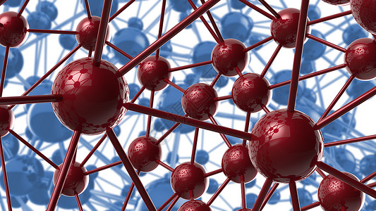 蓝色和红色分子几何混沌抽象结构 科学技术网络连接高科技背景 3d 渲染图电脑药品公式研究微生物学科学染色体化学生物社会背景图片