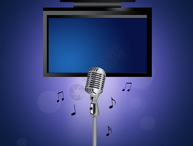 卡拉OK插图歌手监视器电视音符唱歌快乐麦克风乐趣阅读音乐背景图片