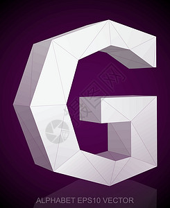 大通G10抽象的白色 3D 多边形 G 与反射  EPS 10 矢量阴影凸版紫色收藏数字三角形英语坡度字母创造力插画