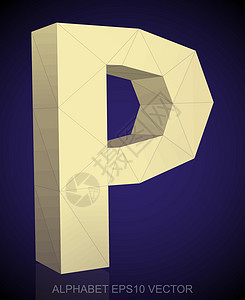华为手机P10抽象黄色 3D 多边形 P 与反射  EPS 10 矢量英语三角形数字字体阴影蓝色收藏创造力坡度字母插画
