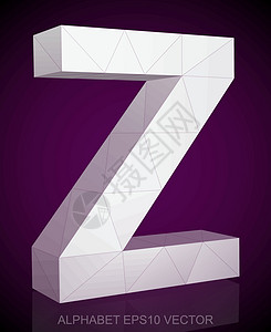 具有反射的抽象白色 3D 多边形 Z  EPS 10 矢量字母坡度数字收藏阴影字体紫色凸版插图三角形背景图片