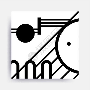 后现代的黑白新孟菲斯几何图案包装潮人插图短跑艺术流行音乐材料圆圈时尚数学插画