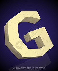 大通G10具有反射的抽象黄色 3D 多边形 G  EPS 10 矢量字母三角形插图英语字体创造力数字阴影蓝色坡度插画
