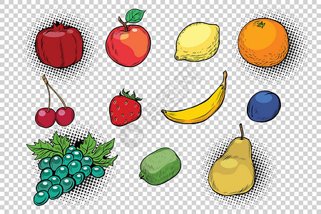 采摘李子水果和浆果花园植物柠檬艺术橙子商业收成插图树叶菜园设计图片