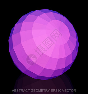 抽象立体低聚粉红色球体  EPS 10矢量图紫色粉色测量插图多边形长方形坡度数字几何学反射背景图片