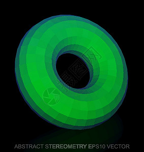抽象立体低聚绿色圆环  EPS 10矢量图戒指蓝色插图数字反射创造力多边形测量长方形坡度背景图片