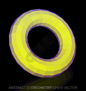 抽象立体 低聚黄团 EPS 10 矢量数字圆环戒指创造力反射紫色长方形几何学等距黑色背景图片
