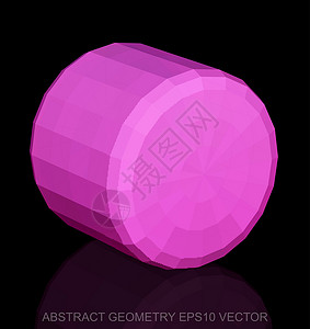 抽象几何低聚粉红色圆柱体  EPS 10矢量图反射等距圆柱黑色测量数字粉色几何学长方形插图背景图片
