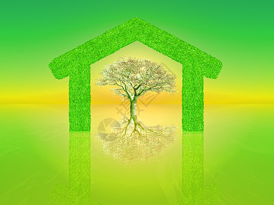 绿色家园木头房子住所建筑学生态环境保护环保小屋环境背景图片