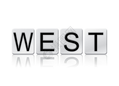 西风瘦马West 孤立的平铺字母概念和主题背景