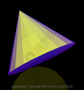 抽象立体低聚黄锥  EPS 10矢量图数字坡度紫色多边形几何学长方形插图锥体黄色黑色背景图片