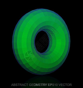 抽象几何低聚绿色圆环  EPS 10矢量图长方形插图蓝色数字等距反射创造力坡度戒指多边形背景图片
